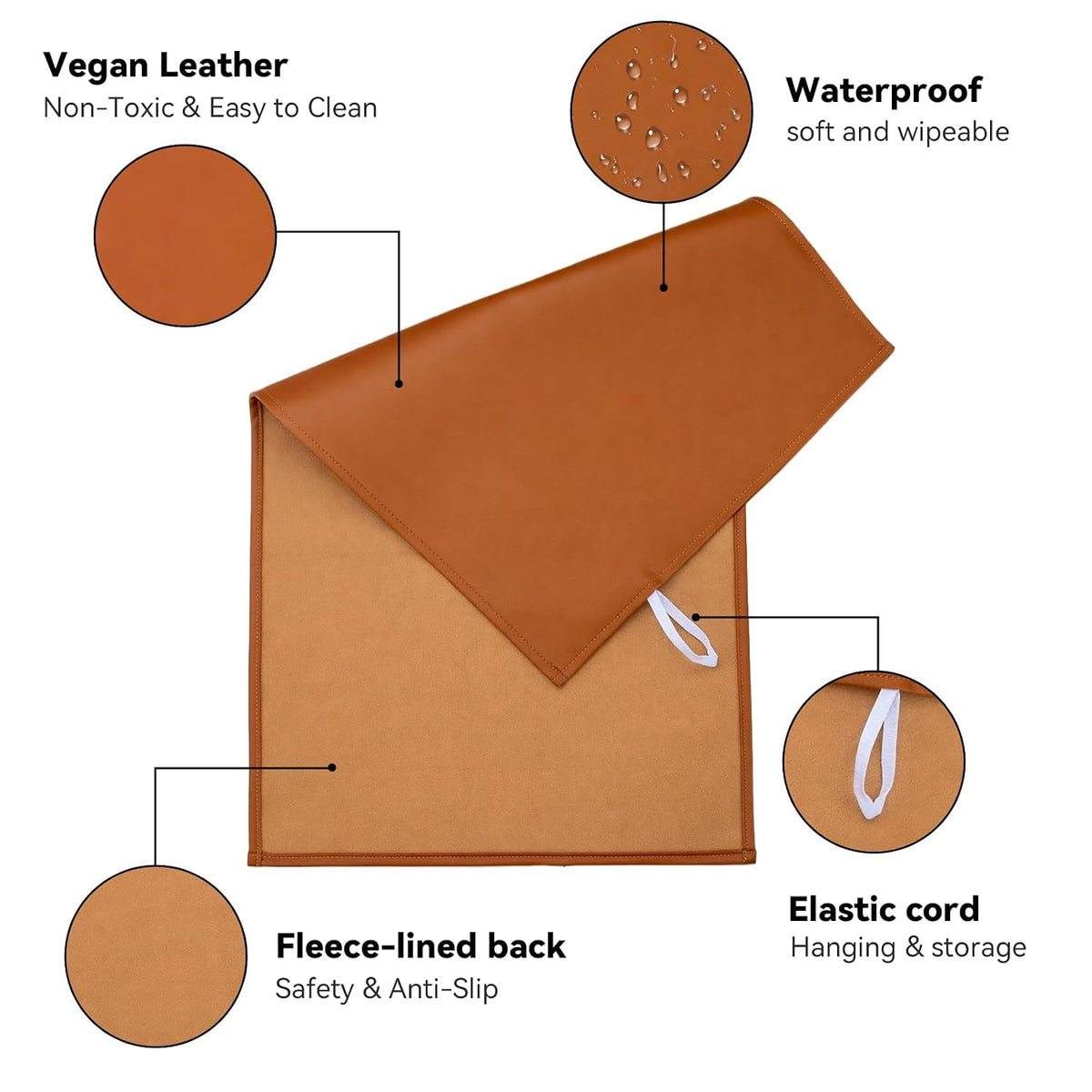 Portable Baby Changing Mat, Faux Leather, 30" x 17", Blush