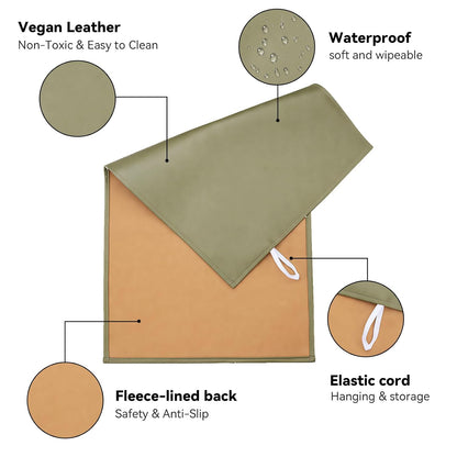 Portable Baby Changing Mat, Faux Leather, 30" x 17", Blush