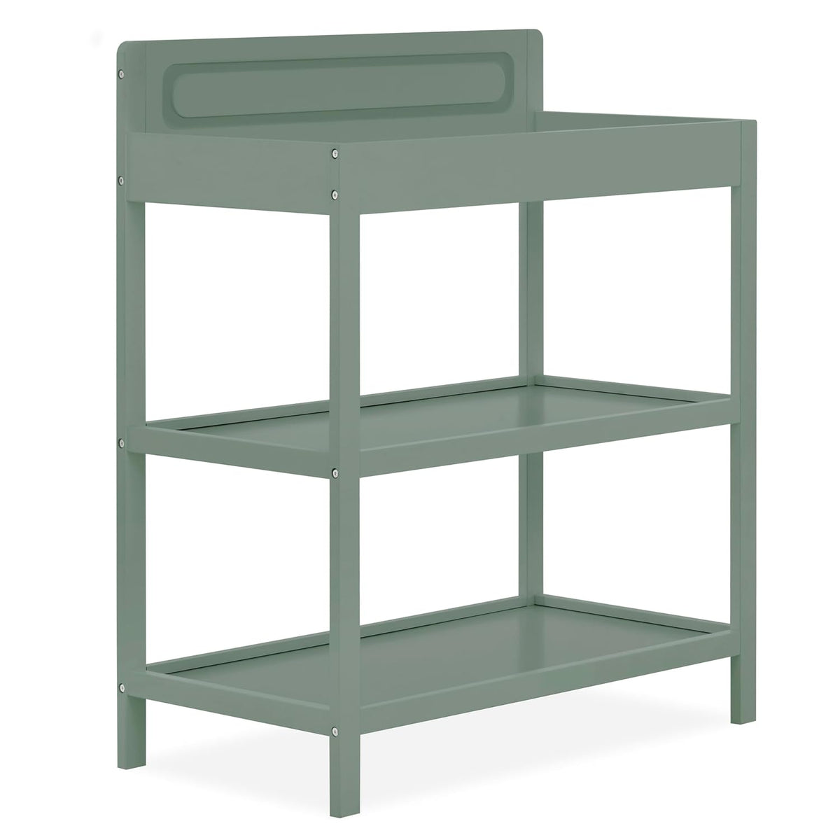 Avery Baby Changing Table with Storage, New Zealand Pinewood, BSA Safety Certified, 2 Open Shelves, Water-Based Finish, Compact Space-Saving Nursery Design, White