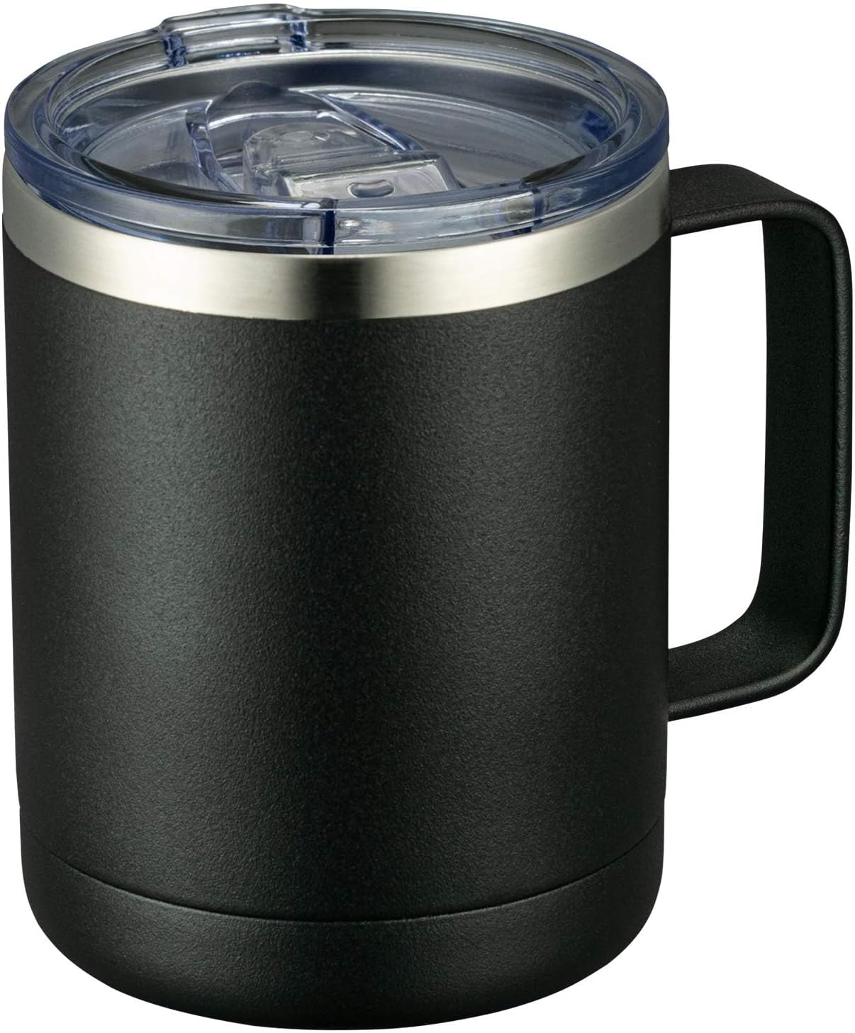 12oz Coffee Mug With Handle and Sliding Lid,Stainless Steel Travel Tumbler Cup with Handle,Double Wall Vacuum Insulated Camping Cup for Hot & Cold Drinks Tea (White, Set of 1