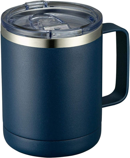 12oz Coffee Mug With Handle and Sliding Lid,Stainless Steel Travel Tumbler Cup with Handle,Double Wall Vacuum Insulated Camping Cup for Hot & Cold Drinks Tea (White, Set of 1