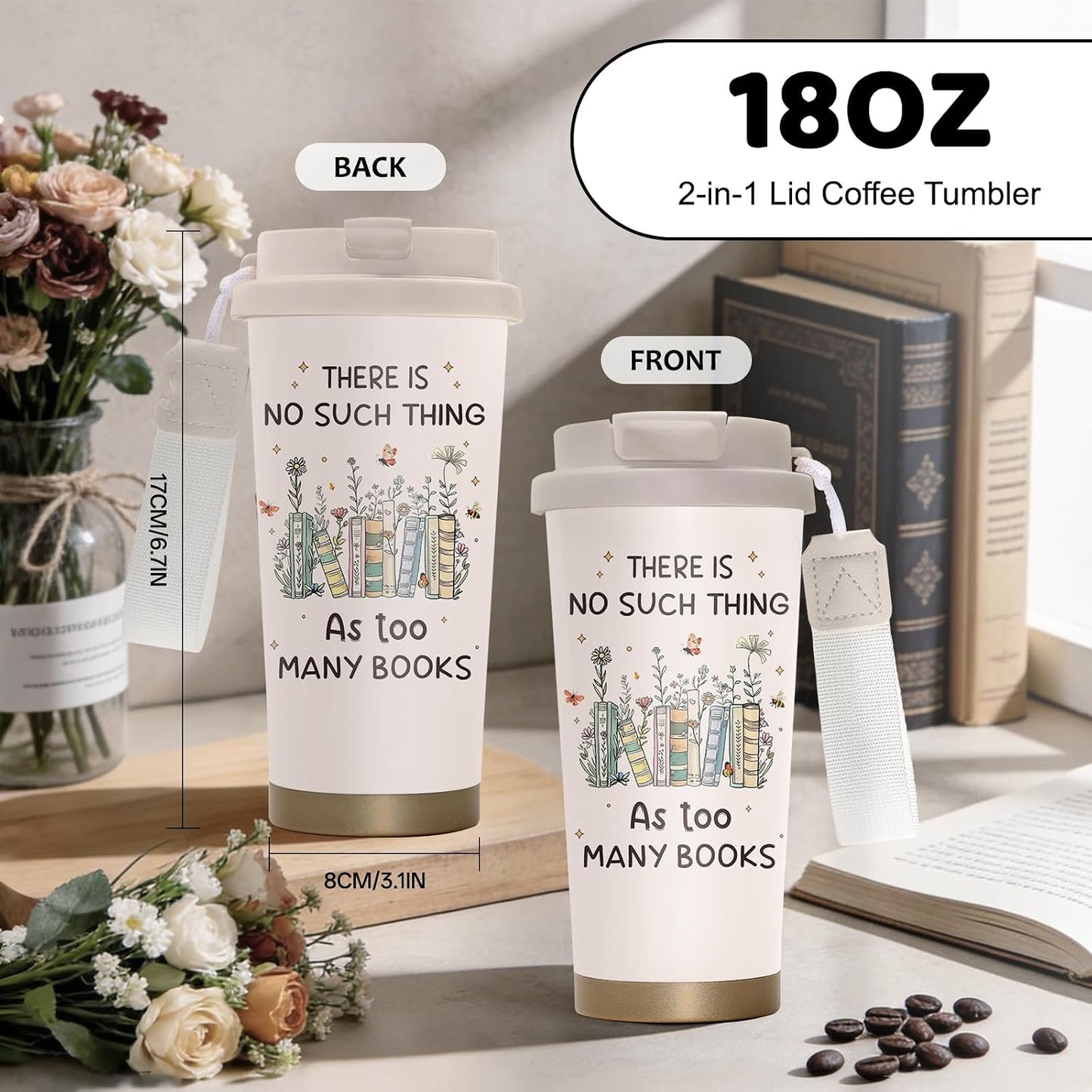 Cute Dog Gifts Stainless Steel 2-in-1 Lid Coffee Tumbler 19 oz Dog Paw Print Insulated Travel Coffee Mug Dogs Lovers Gifts for Women Birthday Christmas