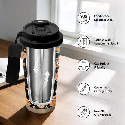 Cute Dog Gifts Stainless Steel 2-in-1 Lid Coffee Tumbler 19 oz Dog Paw Print Insulated Travel Coffee Mug Dogs Lovers Gifts for Women Birthday Christmas