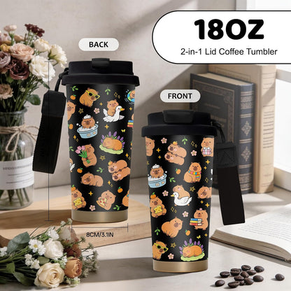 Cute Dog Gifts Stainless Steel 2-in-1 Lid Coffee Tumbler 19 oz Dog Paw Print Insulated Travel Coffee Mug Dogs Lovers Gifts for Women Birthday Christmas