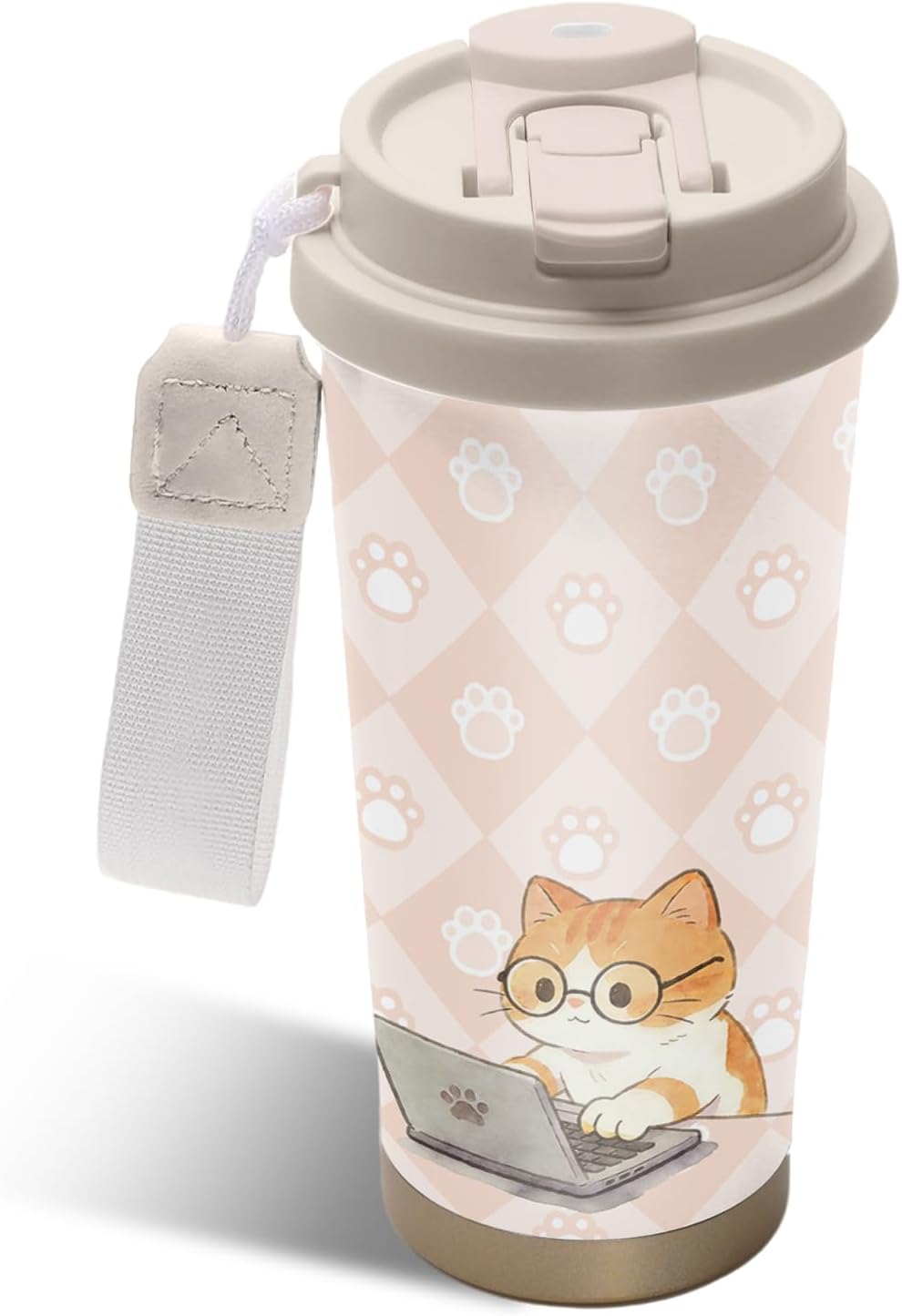 Cute Dog Gifts Stainless Steel 2-in-1 Lid Coffee Tumbler 19 oz Dog Paw Print Insulated Travel Coffee Mug Dogs Lovers Gifts for Women Birthday Christmas