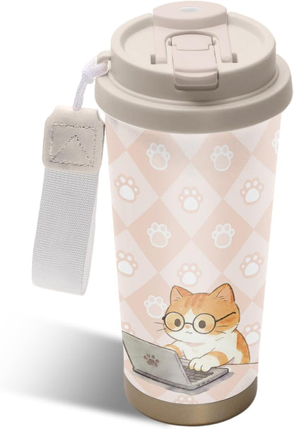 Cute Dog Gifts Stainless Steel 2-in-1 Lid Coffee Tumbler 19 oz Dog Paw Print Insulated Travel Coffee Mug Dogs Lovers Gifts for Women Birthday Christmas