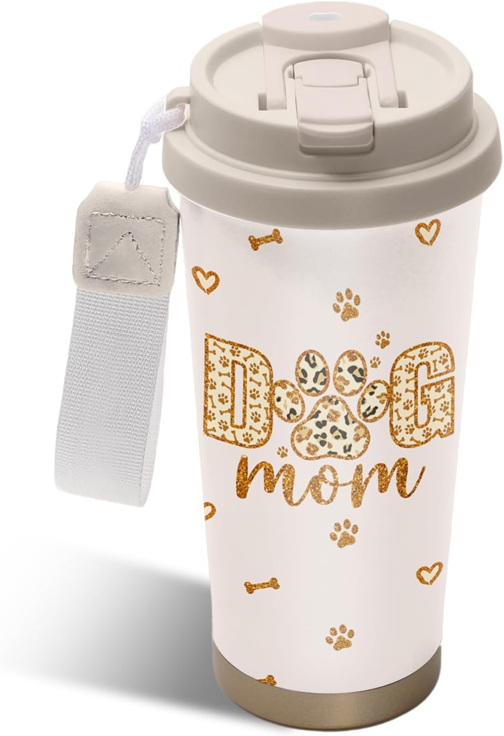 Cute Dog Gifts Stainless Steel 2-in-1 Lid Coffee Tumbler 19 oz Dog Paw Print Insulated Travel Coffee Mug Dogs Lovers Gifts for Women Birthday Christmas