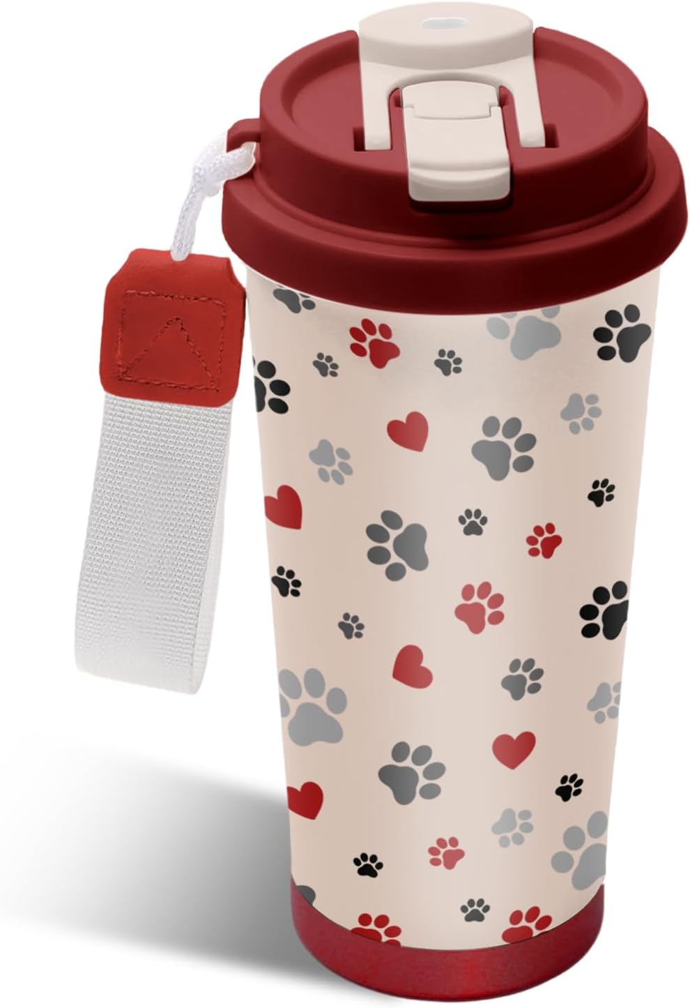 Cute Dog Gifts Stainless Steel 2-in-1 Lid Coffee Tumbler 19 oz Dog Paw Print Insulated Travel Coffee Mug Dogs Lovers Gifts for Women Birthday Christmas