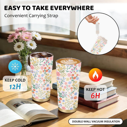 Cute Dog Gifts Stainless Steel 2-in-1 Lid Coffee Tumbler 19 oz Dog Paw Print Insulated Travel Coffee Mug Dogs Lovers Gifts for Women Birthday Christmas