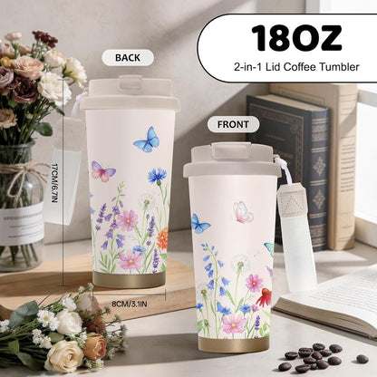 Cute Dog Gifts Stainless Steel 2-in-1 Lid Coffee Tumbler 19 oz Dog Paw Print Insulated Travel Coffee Mug Dogs Lovers Gifts for Women Birthday Christmas