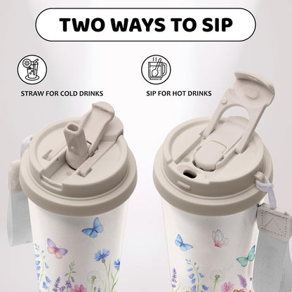 Cute Dog Gifts Stainless Steel 2-in-1 Lid Coffee Tumbler 19 oz Dog Paw Print Insulated Travel Coffee Mug Dogs Lovers Gifts for Women Birthday Christmas