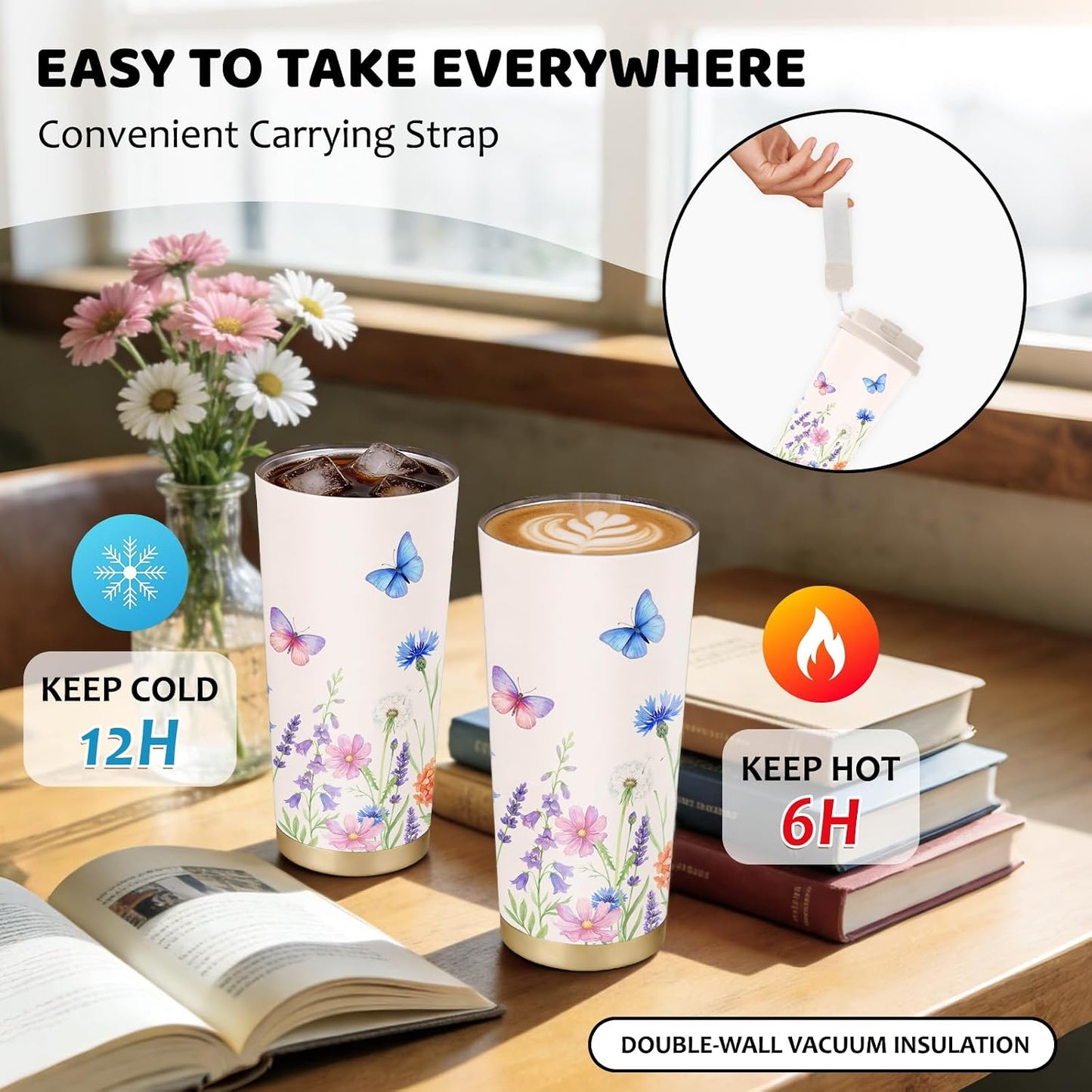 Cute Dog Gifts Stainless Steel 2-in-1 Lid Coffee Tumbler 19 oz Dog Paw Print Insulated Travel Coffee Mug Dogs Lovers Gifts for Women Birthday Christmas