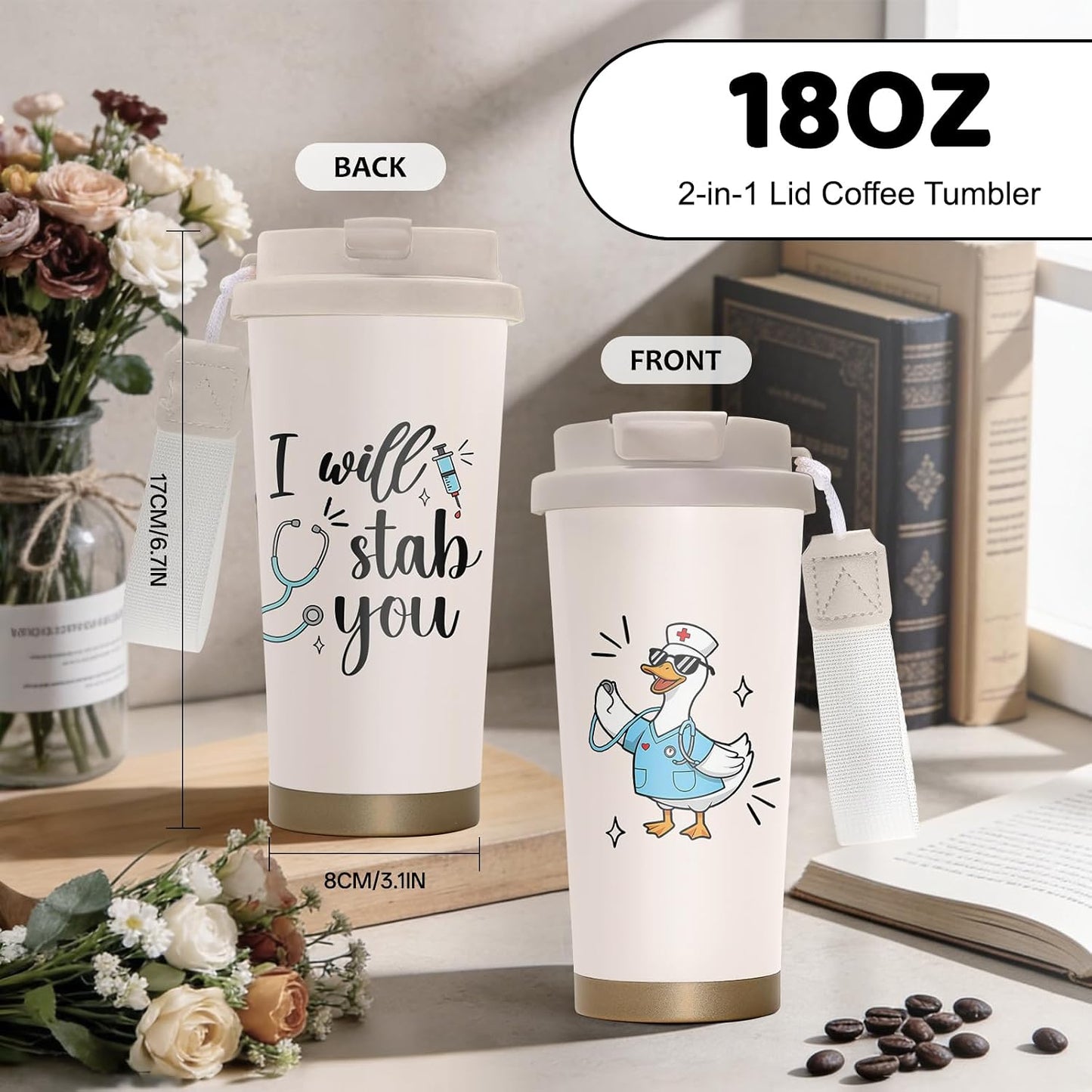 Cute Dog Gifts Stainless Steel 2-in-1 Lid Coffee Tumbler 19 oz Dog Paw Print Insulated Travel Coffee Mug Dogs Lovers Gifts for Women Birthday Christmas