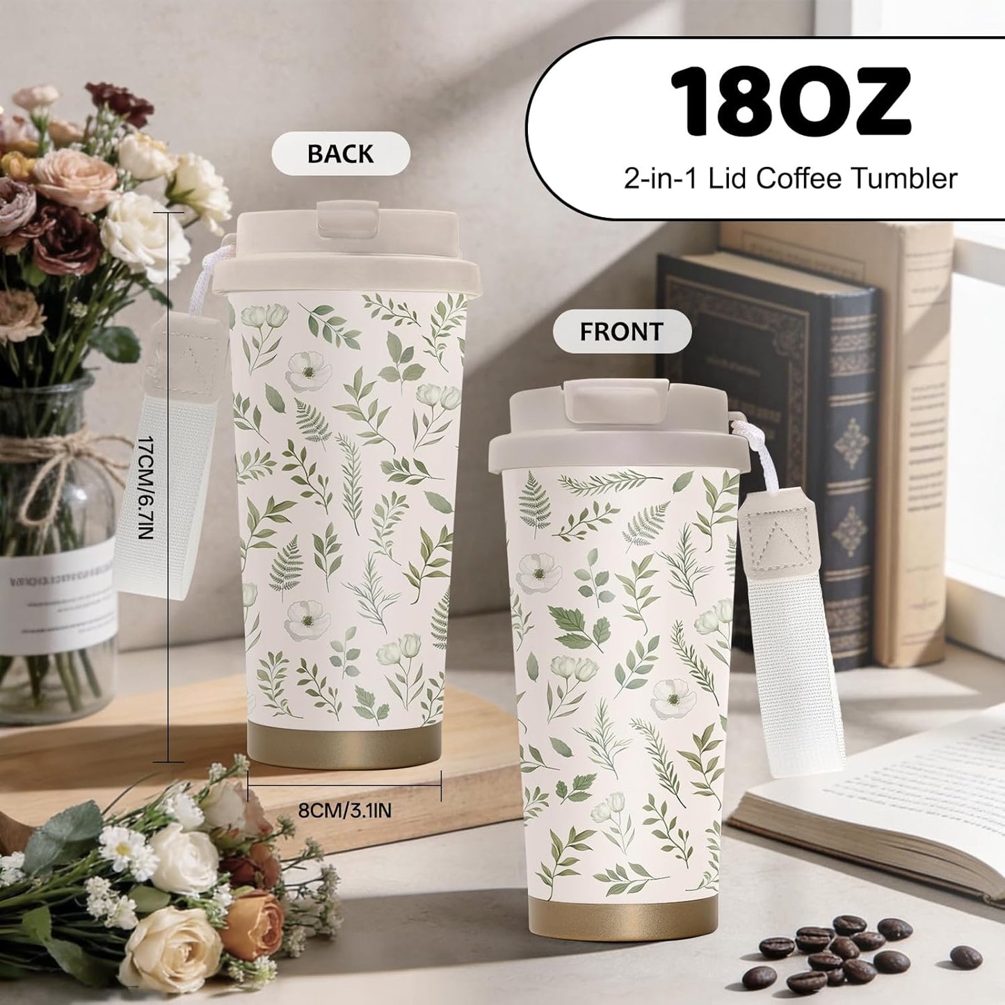 Cute Dog Gifts Stainless Steel 2-in-1 Lid Coffee Tumbler 19 oz Dog Paw Print Insulated Travel Coffee Mug Dogs Lovers Gifts for Women Birthday Christmas