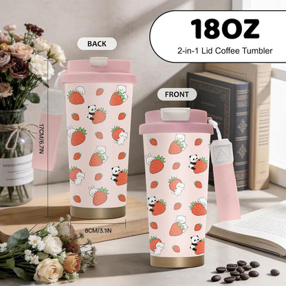 Cute Dog Gifts Stainless Steel 2-in-1 Lid Coffee Tumbler 19 oz Dog Paw Print Insulated Travel Coffee Mug Dogs Lovers Gifts for Women Birthday Christmas