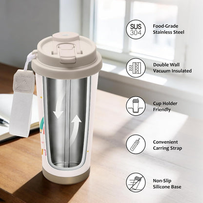 Cute Dog Gifts Stainless Steel 2-in-1 Lid Coffee Tumbler 19 oz Dog Paw Print Insulated Travel Coffee Mug Dogs Lovers Gifts for Women Birthday Christmas