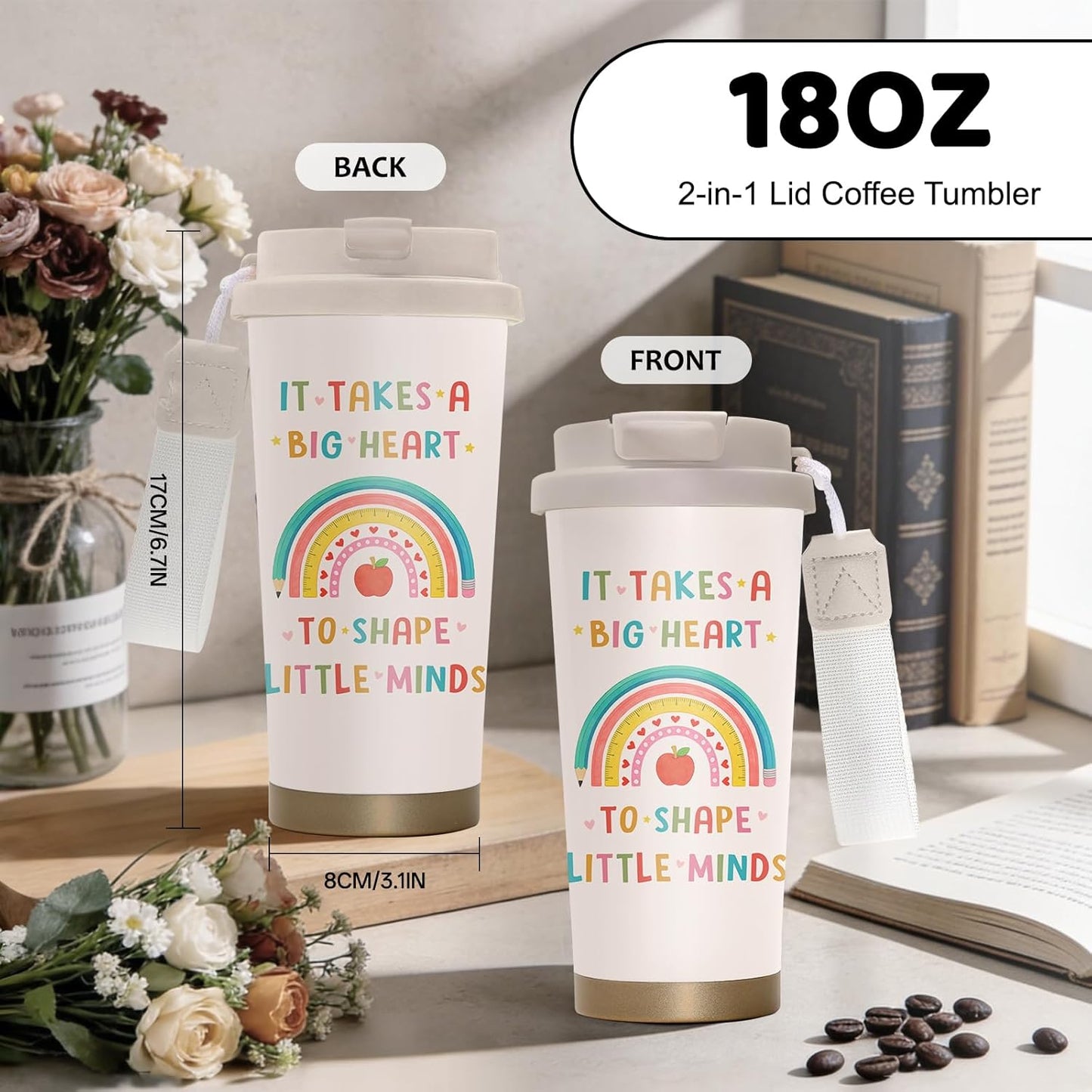 Cute Dog Gifts Stainless Steel 2-in-1 Lid Coffee Tumbler 19 oz Dog Paw Print Insulated Travel Coffee Mug Dogs Lovers Gifts for Women Birthday Christmas