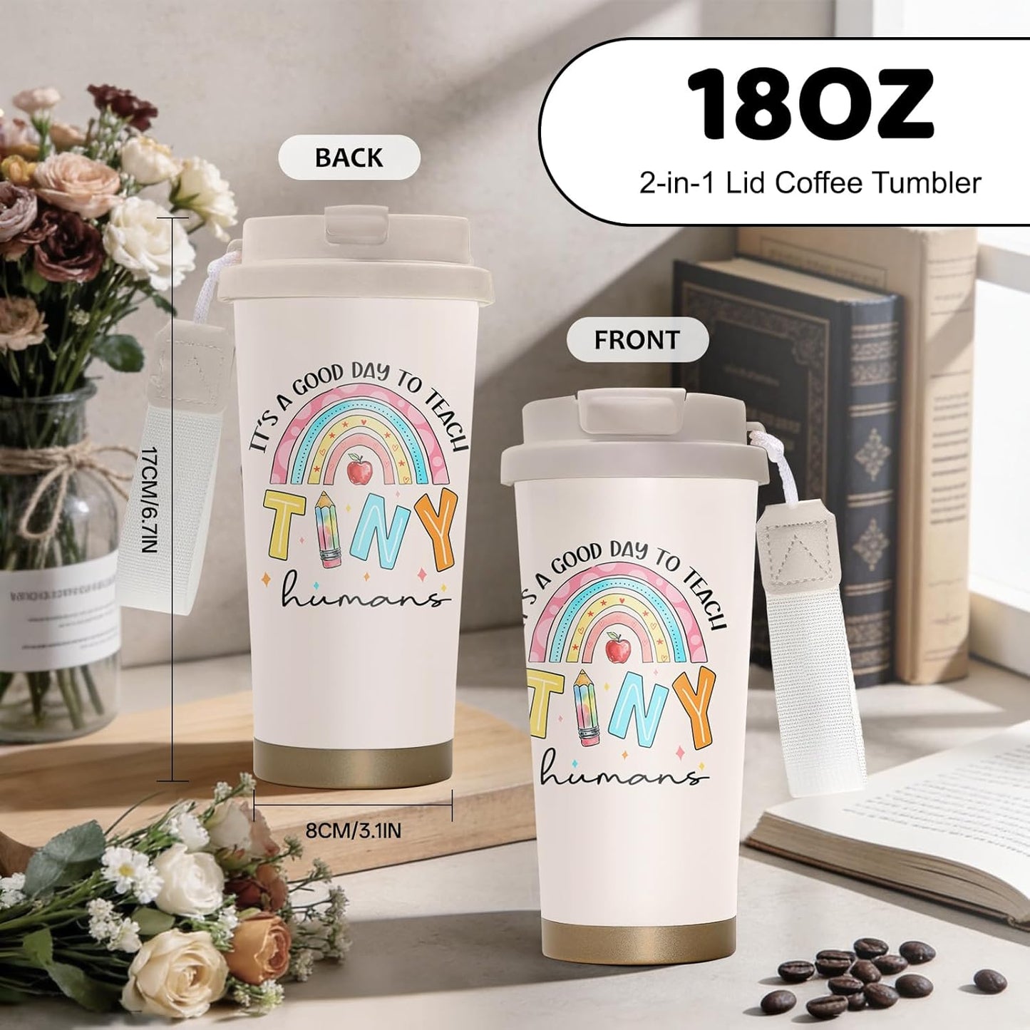Cute Dog Gifts Stainless Steel 2-in-1 Lid Coffee Tumbler 19 oz Dog Paw Print Insulated Travel Coffee Mug Dogs Lovers Gifts for Women Birthday Christmas