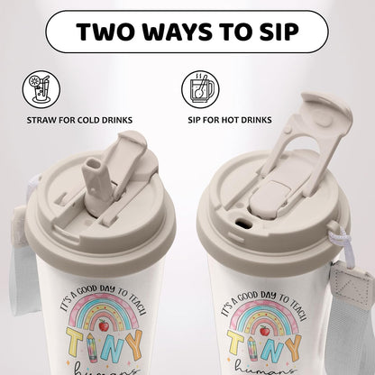 Cute Dog Gifts Stainless Steel 2-in-1 Lid Coffee Tumbler 19 oz Dog Paw Print Insulated Travel Coffee Mug Dogs Lovers Gifts for Women Birthday Christmas