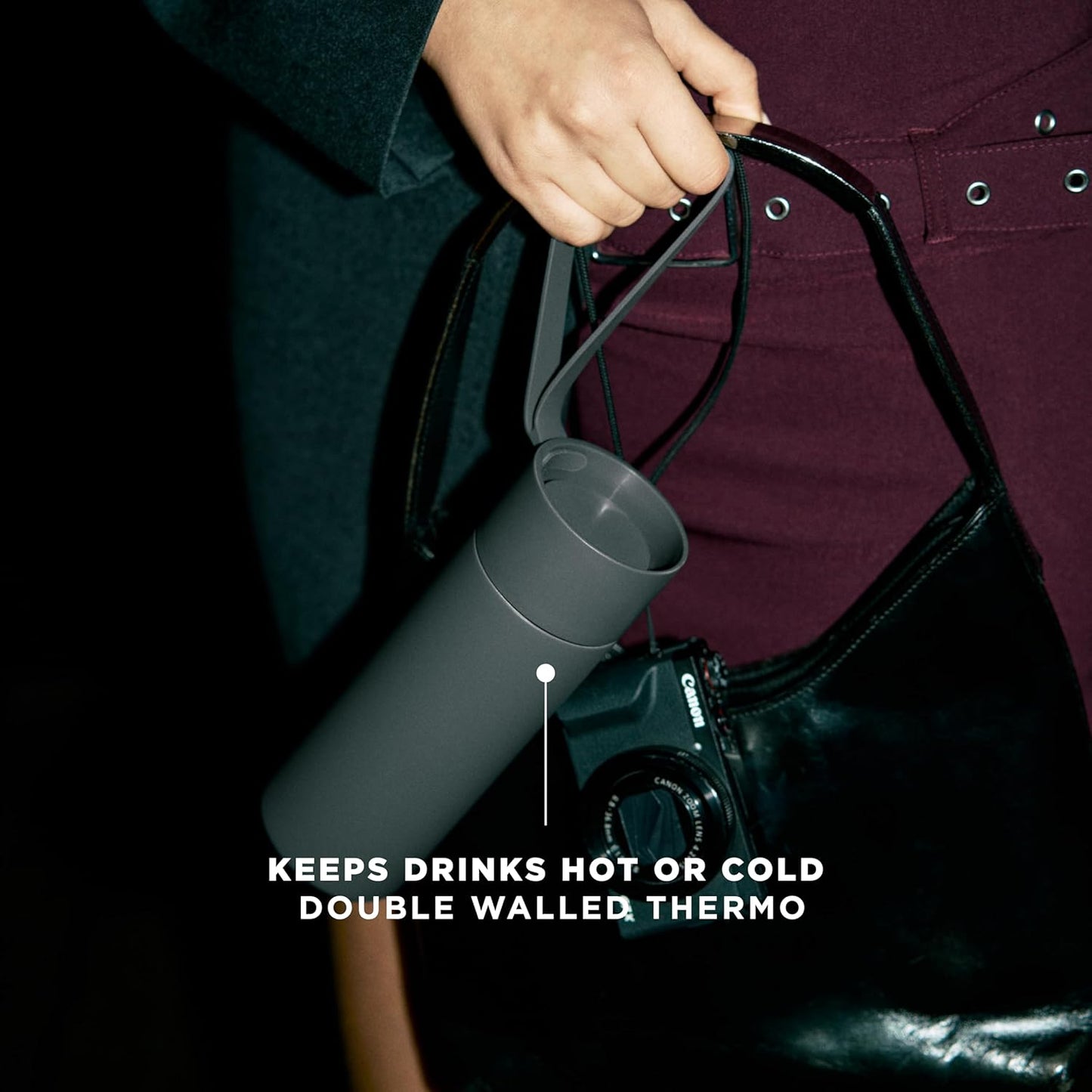 to Go Cup 0.35 L Vintage Brown | Double-Walled Thermo Cup with Vacuum Insulation | Stylish Danish Design with Practical Easy Grab Strap & Click Lid | Vintage Brown