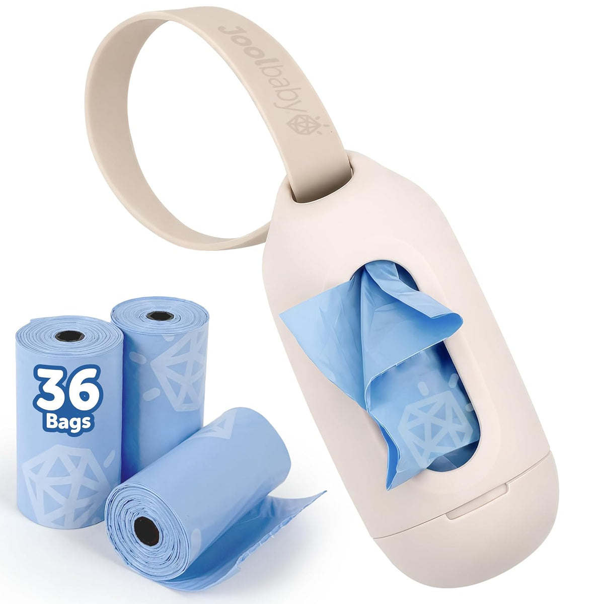 Disposable Diaper Bag Dispenser (Gray) + 6 Refill Rolls (Lavender-Scented) - Attaches to Stroller or Diaper Bag for On-the-Go Convenience