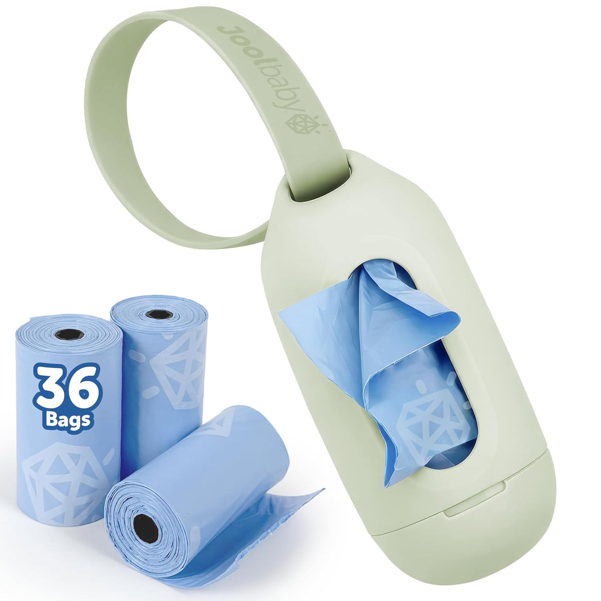 Disposable Diaper Bag Dispenser (Gray) + 6 Refill Rolls (Lavender-Scented) - Attaches to Stroller or Diaper Bag for On-the-Go Convenience