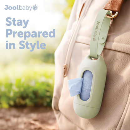 Disposable Diaper Bag Dispenser (Gray) + 6 Refill Rolls (Lavender-Scented) - Attaches to Stroller or Diaper Bag for On-the-Go Convenience