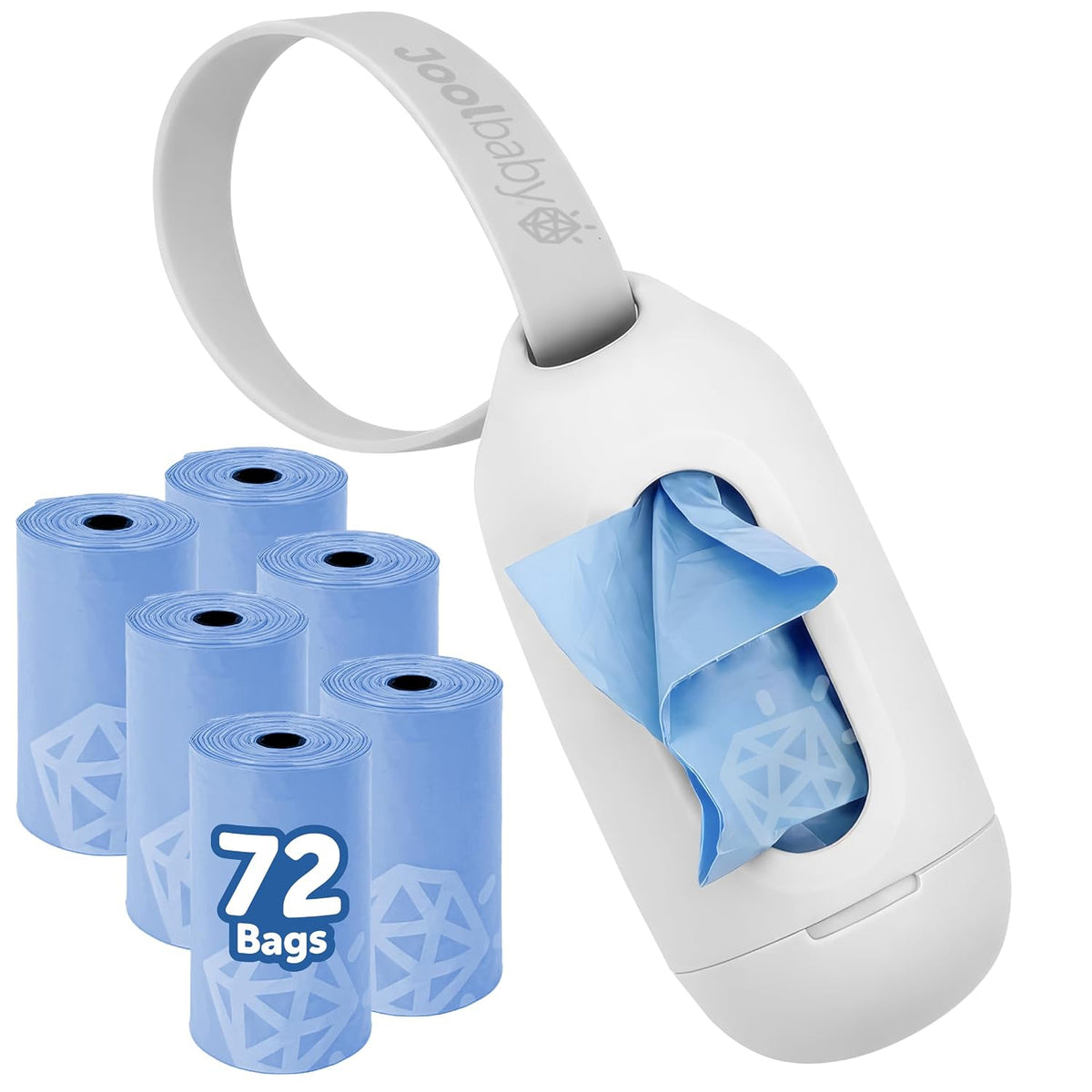 Disposable Diaper Bag Dispenser (Gray) + 6 Refill Rolls (Lavender-Scented) - Attaches to Stroller or Diaper Bag for On-the-Go Convenience