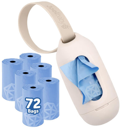 Disposable Diaper Bag Dispenser (Gray) + 6 Refill Rolls (Lavender-Scented) - Attaches to Stroller or Diaper Bag for On-the-Go Convenience