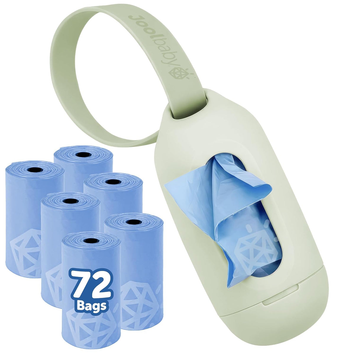 Disposable Diaper Bag Dispenser (Gray) + 6 Refill Rolls (Lavender-Scented) - Attaches to Stroller or Diaper Bag for On-the-Go Convenience