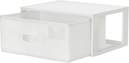 Closet Drawer Organizer, Stackable Fabric Drawers, White