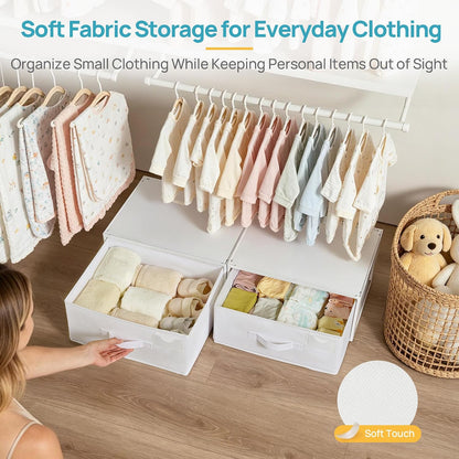 Closet Drawer Organizer, Stackable Fabric Drawers, White