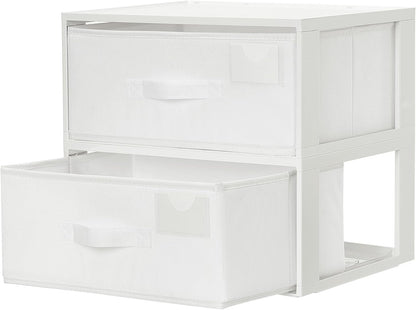 Closet Drawer Organizer, Stackable Fabric Drawers, White