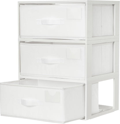 Closet Drawer Organizer, Stackable Fabric Drawers, White