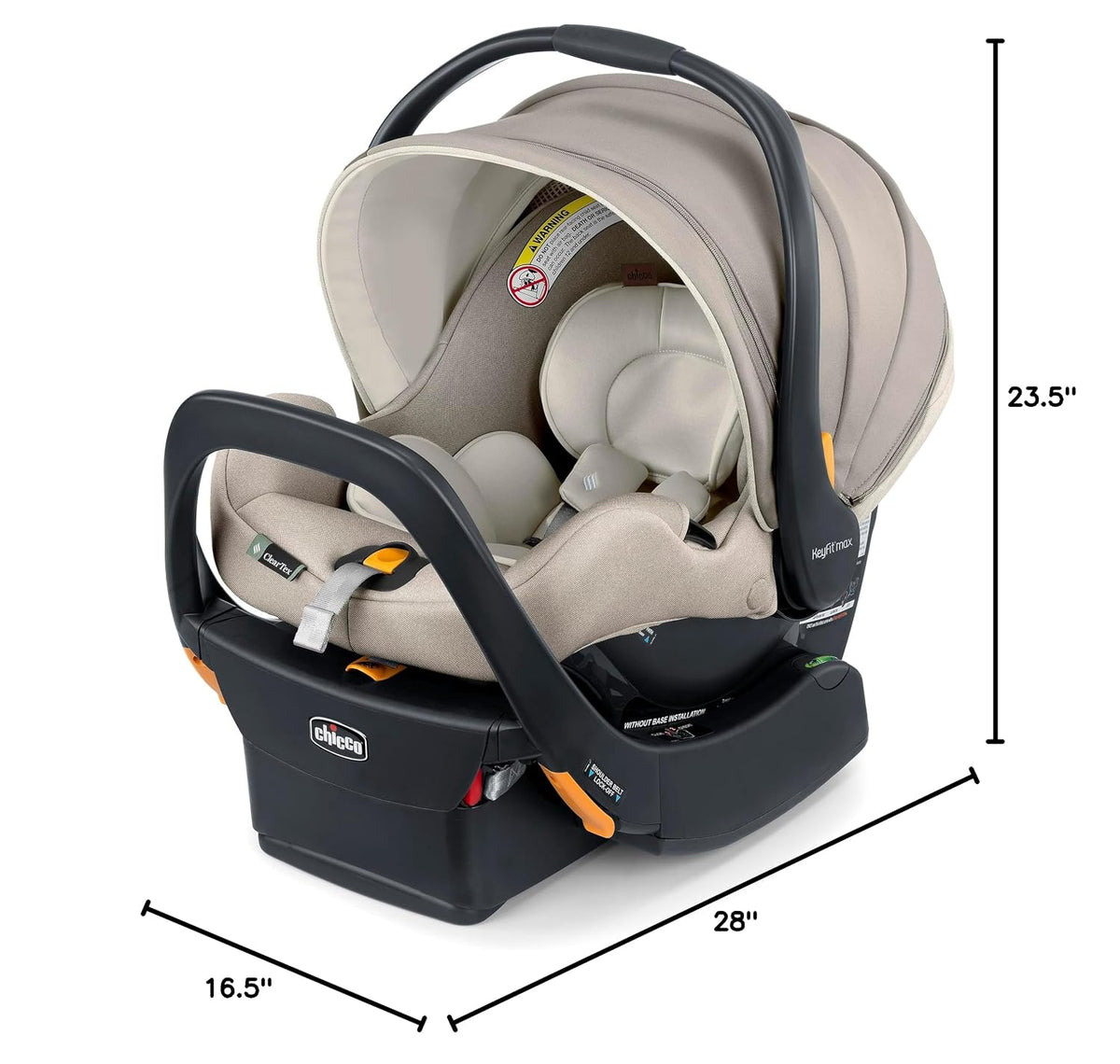 Chicco KeyFit Max Zip ClearTex Infant Car Seat with Base, Rear-Facing