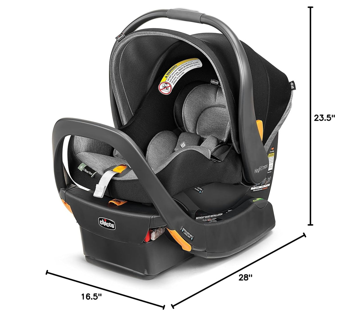 Chicco KeyFit Max Zip ClearTex Infant Car Seat with Base, Rear-Facing