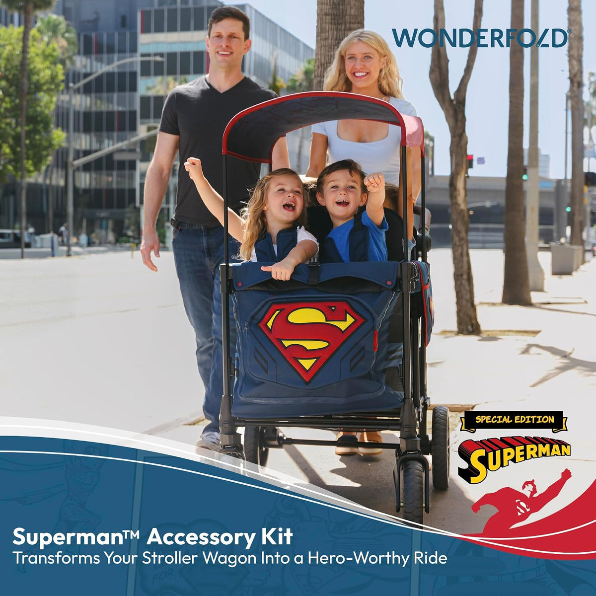 Flex Canopy - Stroller Wagon Canopy - UV Protection - Overhead Attachment & Stroller Wagon Sun Shade - Fits W4 OG - Black