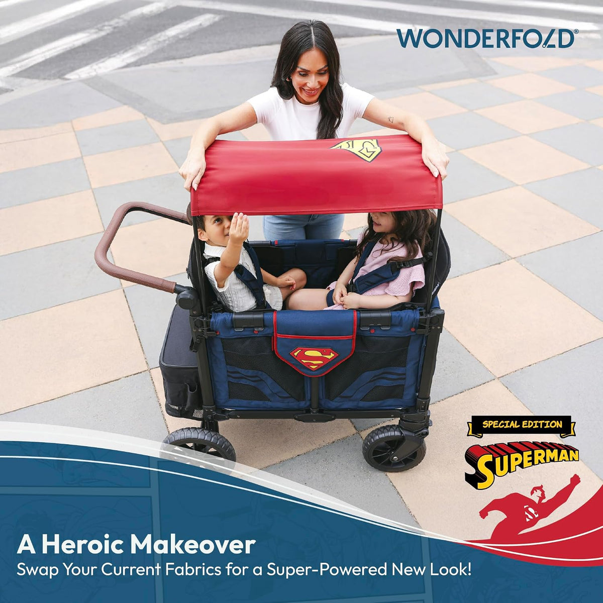 Flex Canopy - Stroller Wagon Canopy - UV Protection - Overhead Attachment & Stroller Wagon Sun Shade - Fits W4 OG - Black