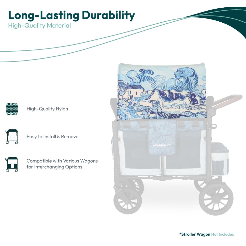 Flex Canopy - Stroller Wagon Canopy - UV Protection - Overhead Attachment & Stroller Wagon Sun Shade - Fits W4 OG - Black