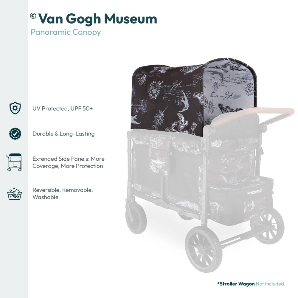 Flex Canopy - Stroller Wagon Canopy - UV Protection - Overhead Attachment & Stroller Wagon Sun Shade - Fits W4 OG - Black