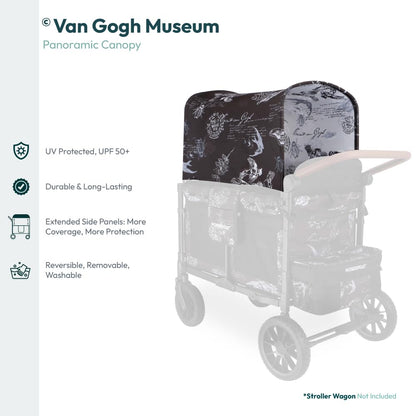 Flex Canopy - Stroller Wagon Canopy - UV Protection - Overhead Attachment & Stroller Wagon Sun Shade - Fits W4 OG - Black