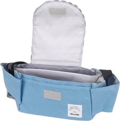 Universal Stroller Organizer, with Cup Holders Polyester Stroller Storage Bag Attachment for Phone Accessories Blue