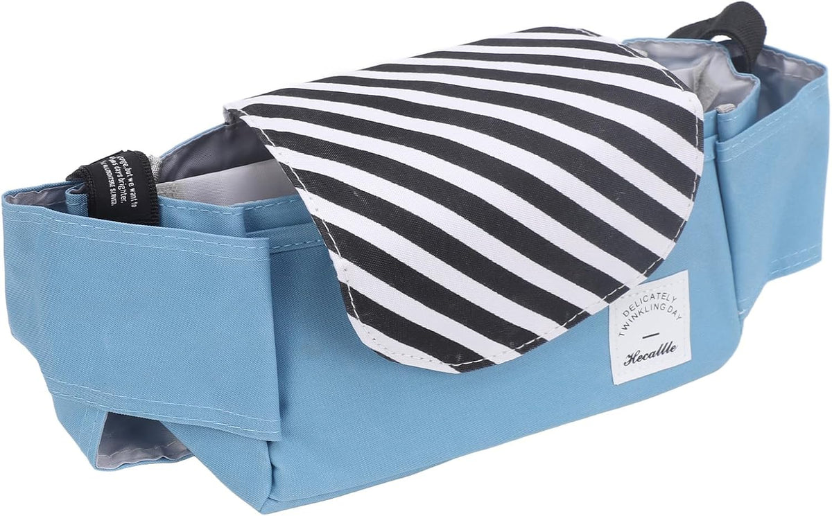 Universal Stroller Organizer, with Cup Holders Polyester Stroller Storage Bag Attachment for Phone Accessories Blue