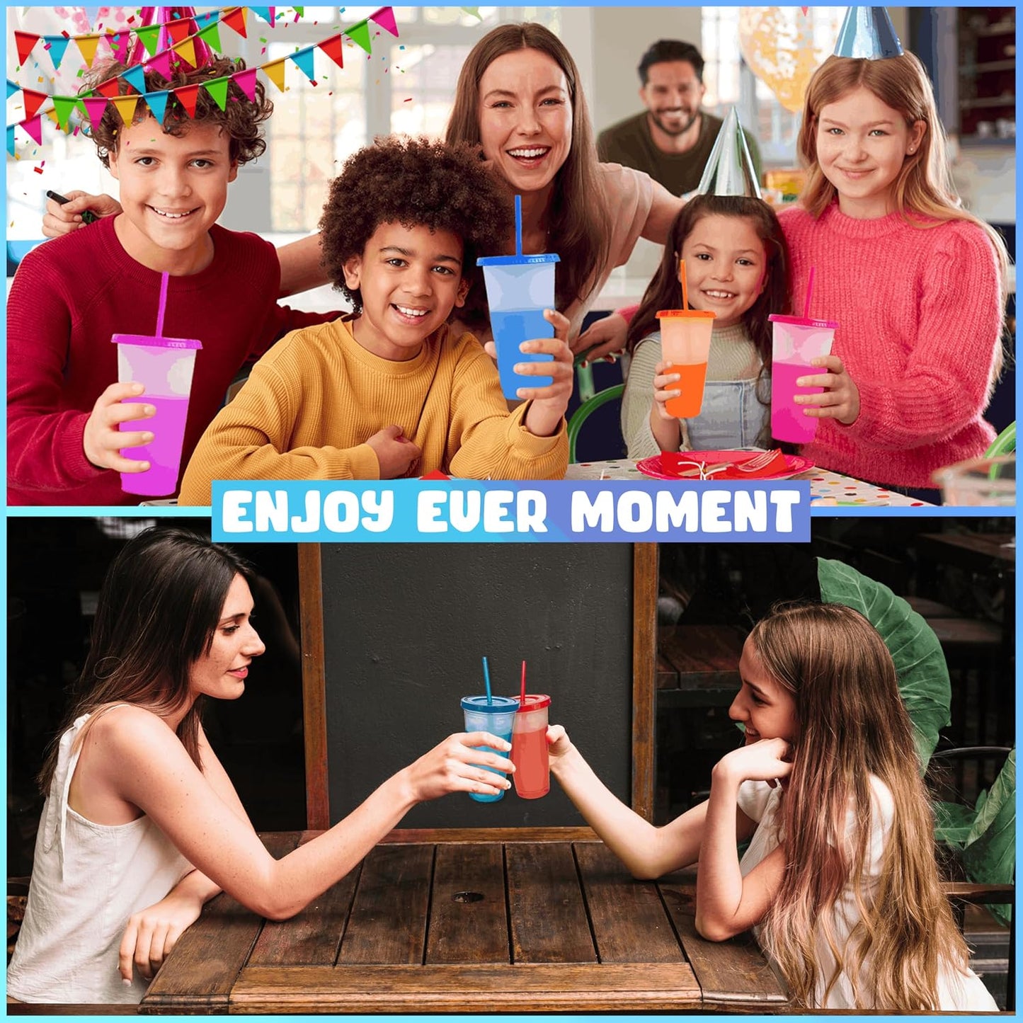 10pcs 16oz Color Changing Cups with Lids and Straws, Color Changing Tumbler, Reusable Cups with Lids in Multicolors Perfect for Cold Drinks, Cold Coffee, Smoothie etc