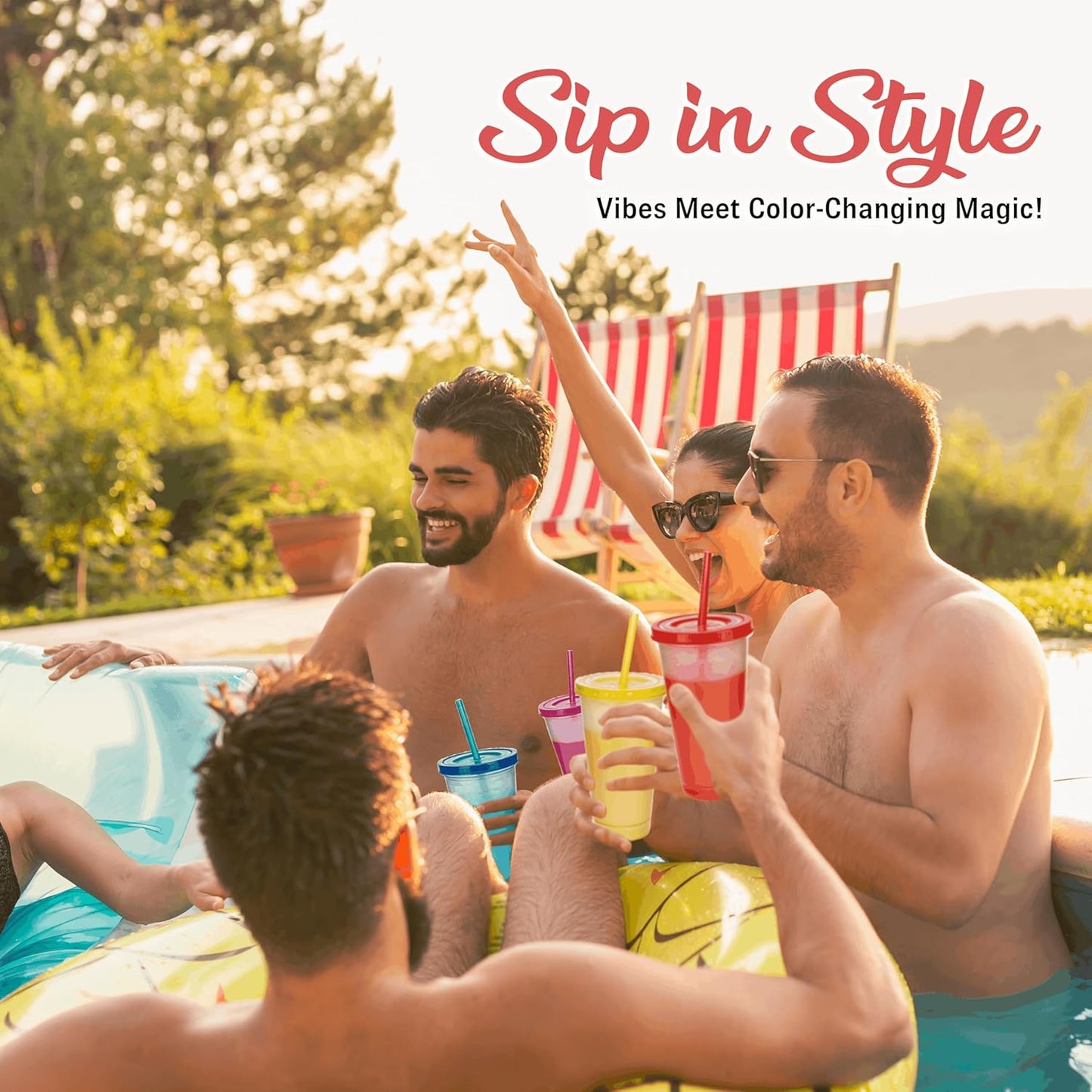 10pcs 16oz Color Changing Cups with Lids and Straws, Color Changing Tumbler, Reusable Cups with Lids in Multicolors Perfect for Cold Drinks, Cold Coffee, Smoothie etc