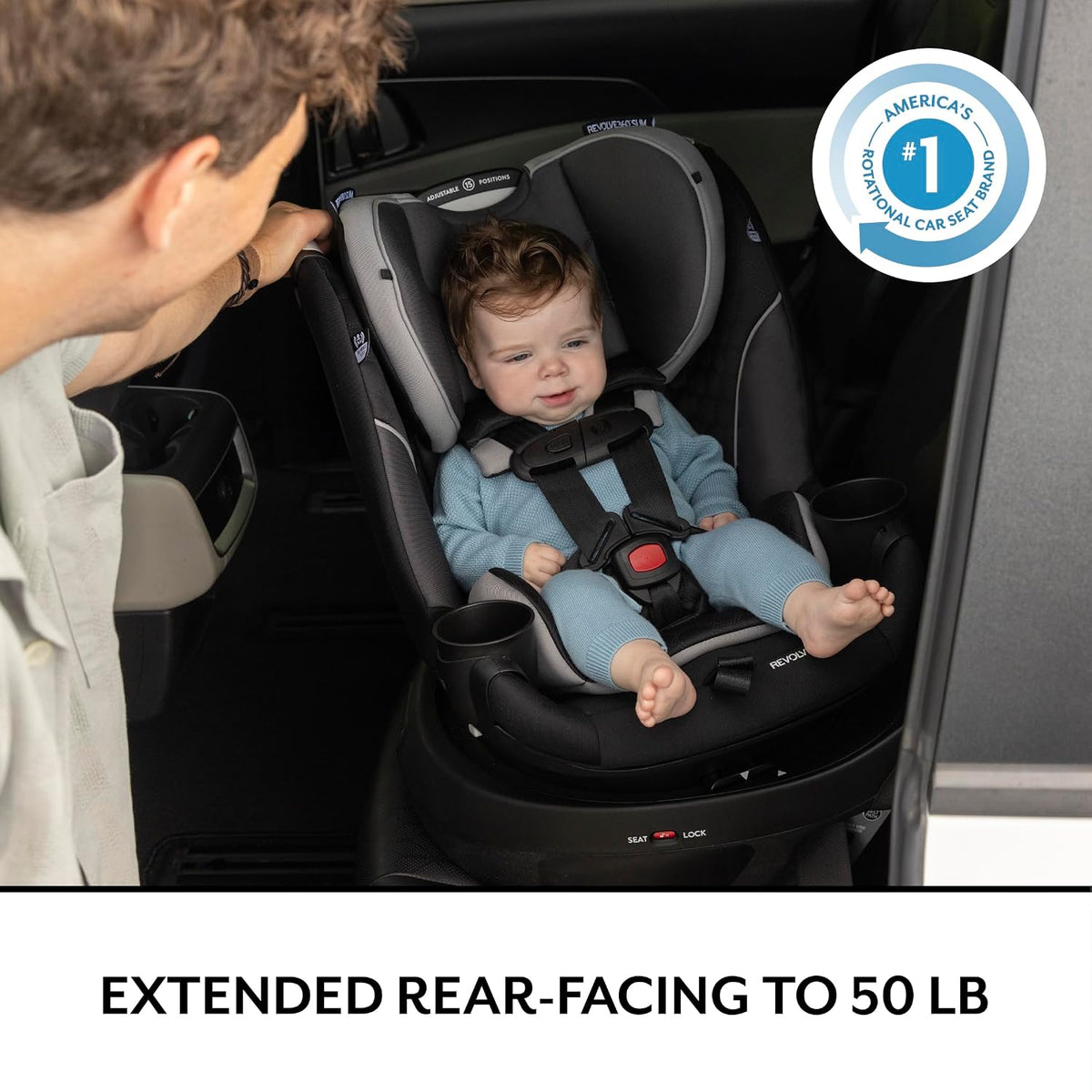 Gold Revolve360 Slim 2-in-1 Rotational Car Seat with SensorSafe (Obsidian Black)