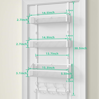 Hocookeeper Over the Door Organizer, Over The Door Hooks & Baskets - 12 Hooks & 2 Mesh Baskets Back of Door Storage Organizer for Bathroom, Kitchen, Bedroom (White)