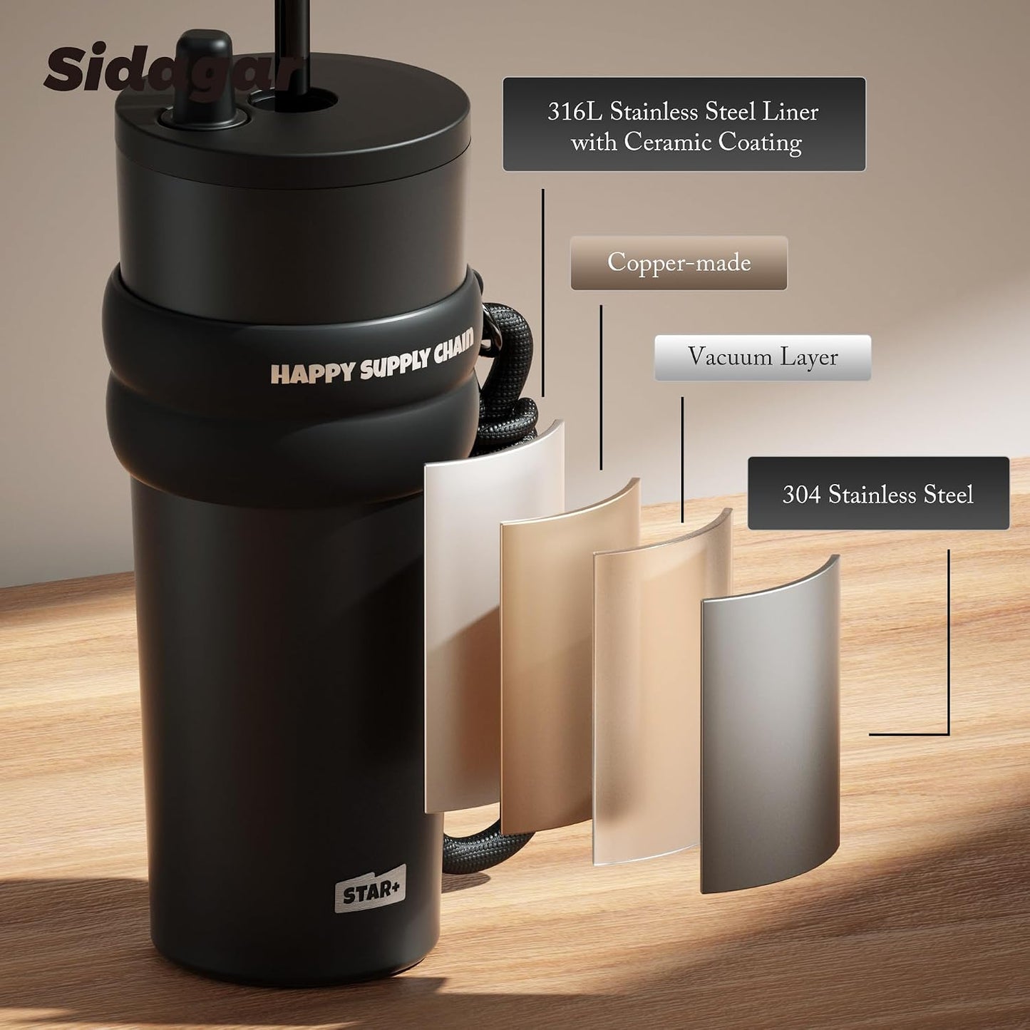 + 24 oz Stainless Steel Tumbler with Lid and Straw, Insulated Water Bottle Leak Proof for Hot and Cold, Portable Travel Coffee Mug, Reusable Coffee Cup for Women, Blue