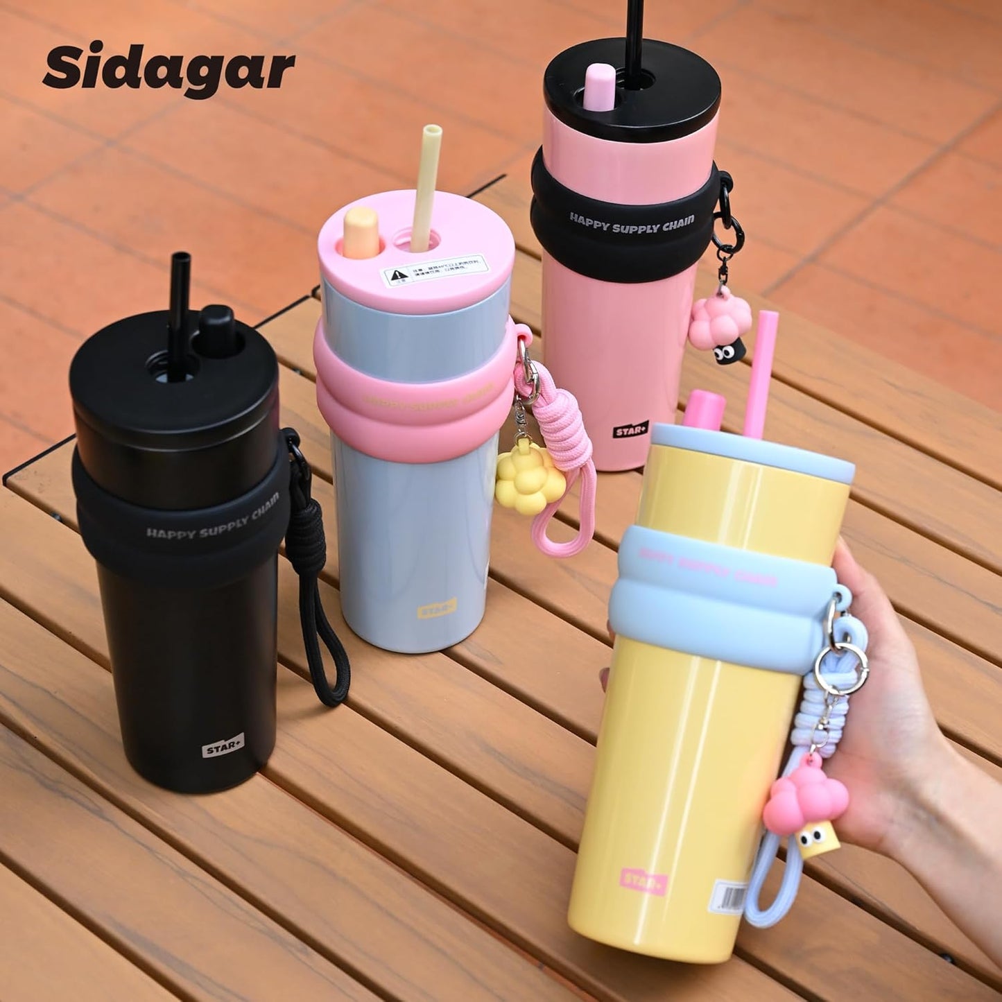 + 24 oz Stainless Steel Tumbler with Lid and Straw, Insulated Water Bottle Leak Proof for Hot and Cold, Portable Travel Coffee Mug, Reusable Coffee Cup for Women, Blue