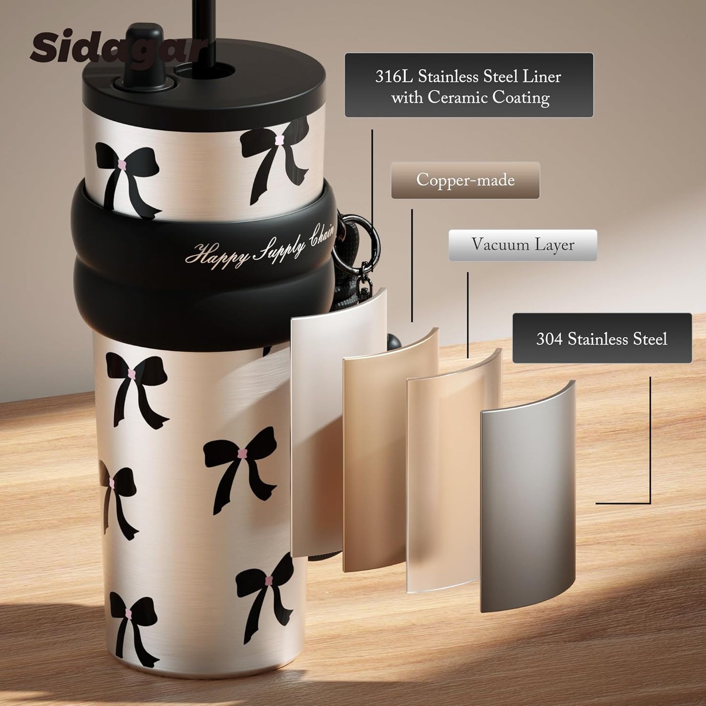 + 24 oz Stainless Steel Tumbler with Lid and Straw, Insulated Water Bottle Leak Proof for Hot and Cold, Portable Travel Coffee Mug, Reusable Coffee Cup for Women, Blue